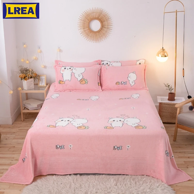 

LREA плед pink cartoon The love of the rabbit print fleece bed cover blanket adult travel blanket winter decorations for home