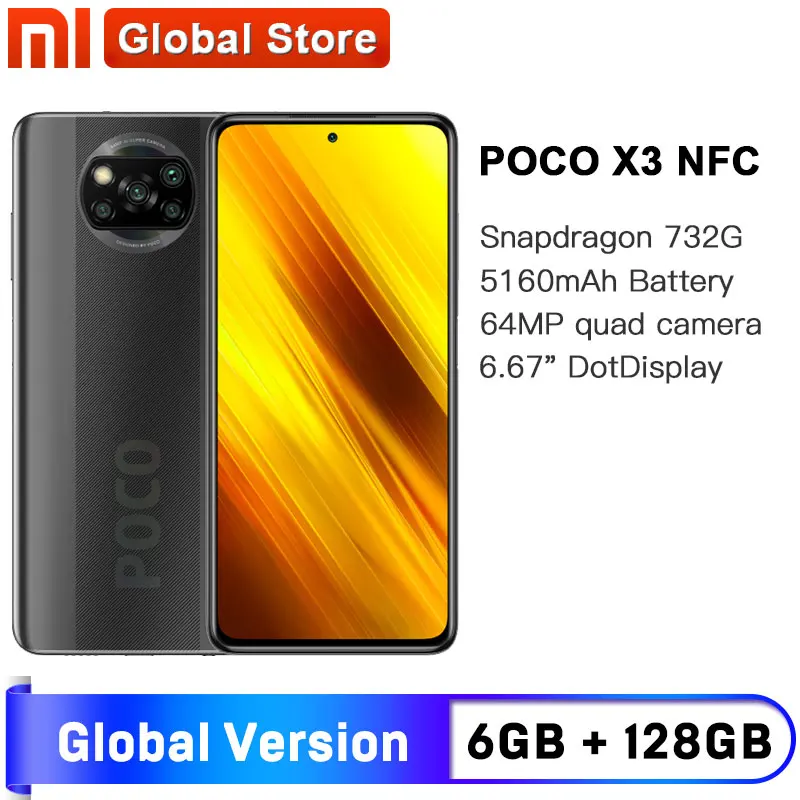 Global Version Xiaomi POCO X3 NFC 6GB 128GB Smartphone Snapdragon 732G Octa Core 64MP Quad Camera 6.67