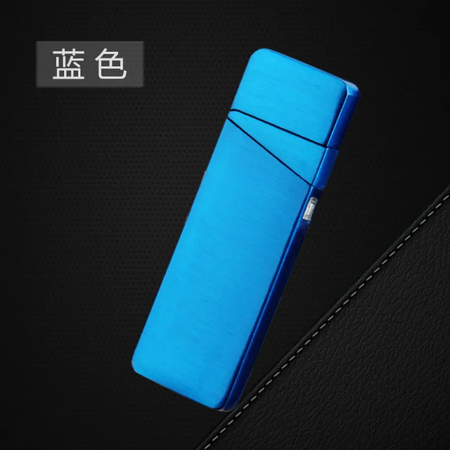 Тонкая USB плазменная дуговая зажигалка USB электрические зажигалки для сигарет Smart Touch двухсторонняя зажигалка аксессуары для курения гаджеты для мужчин - Цвет: Blue Brush