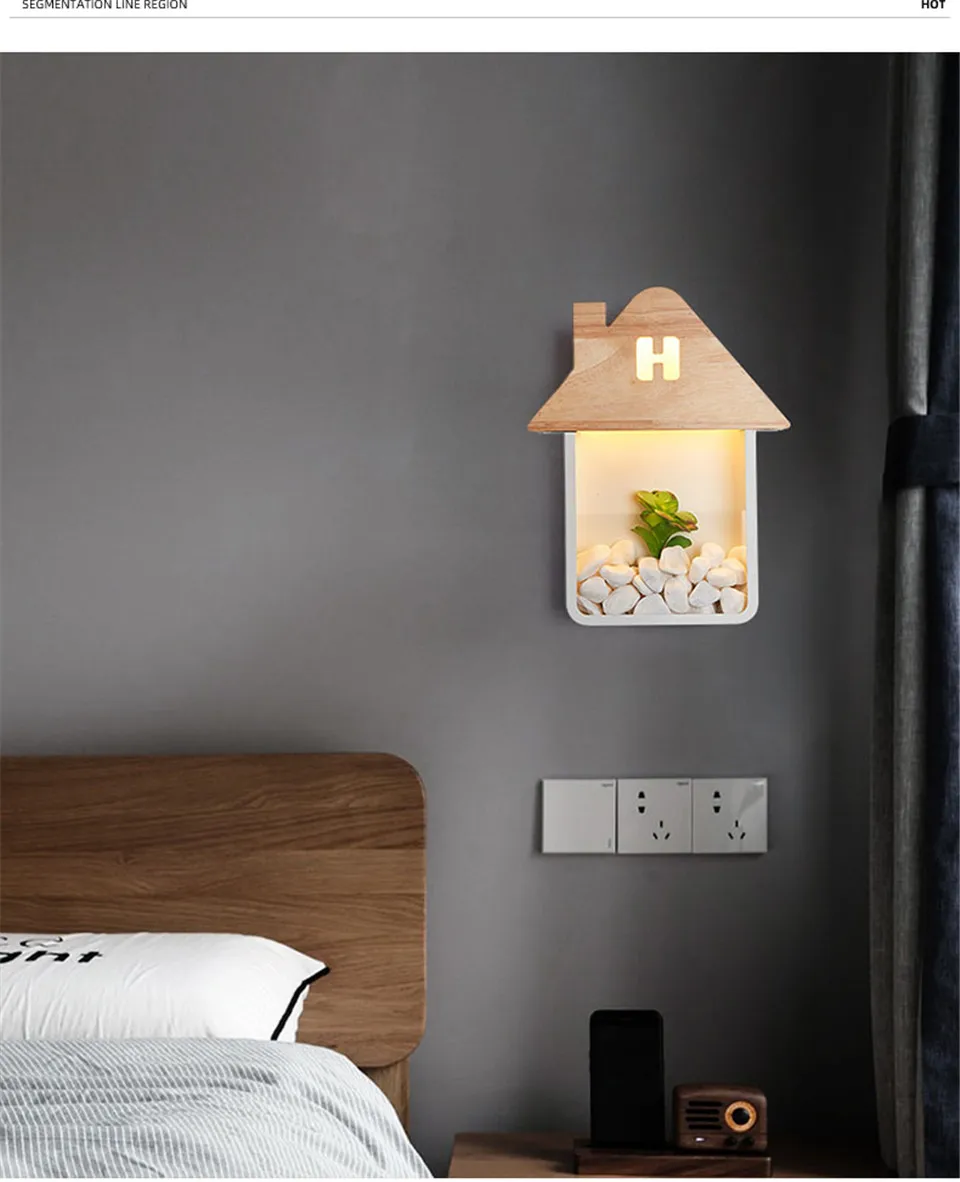 Скандинавский светодиодный настенный светильник из дерева и железа, светильник s для дома, Холодный/теплый светильник для спальни, гостиной, прикроватный домашний декор, настенный светильник