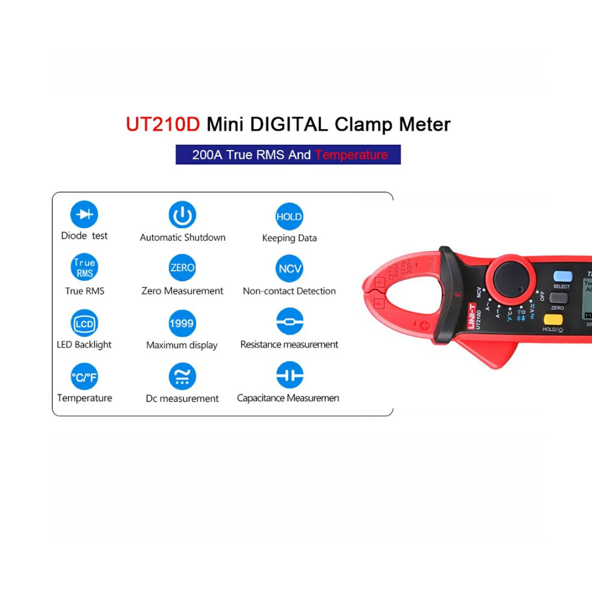 UNI-T UT210E True RMS Mini Digitale Klem Meter AC/DC Stroom Spanning Авто Диапазон VFC Capaciteit Бесконтактный мультиметр диод