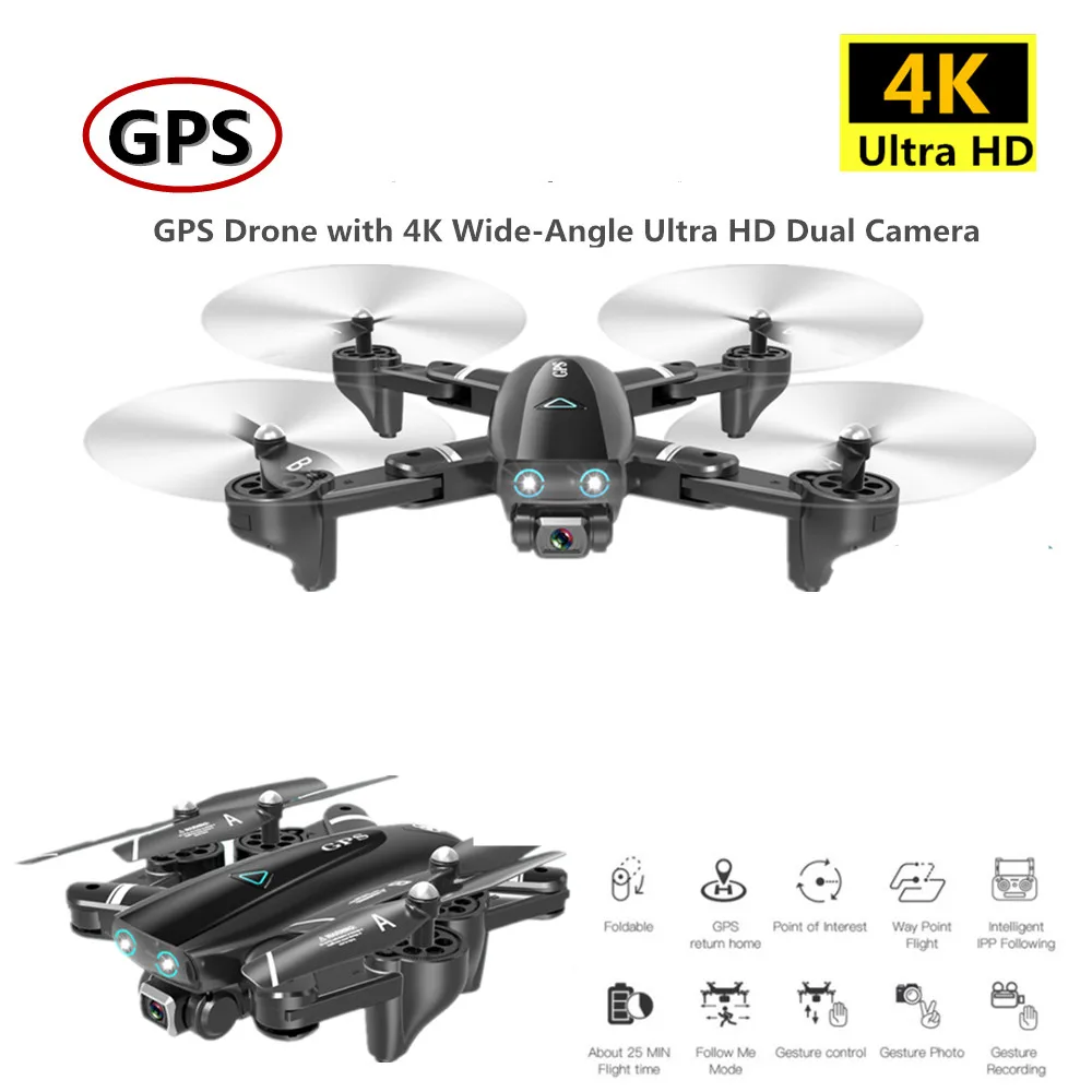 Лучший RC Дрон с GPS 4K Квадрокоптер с 4 K/1080 P WiFi FPV HD широкоугольная камера складной Квадрокоптер Дрон VS E58 SG906 F11 XS812