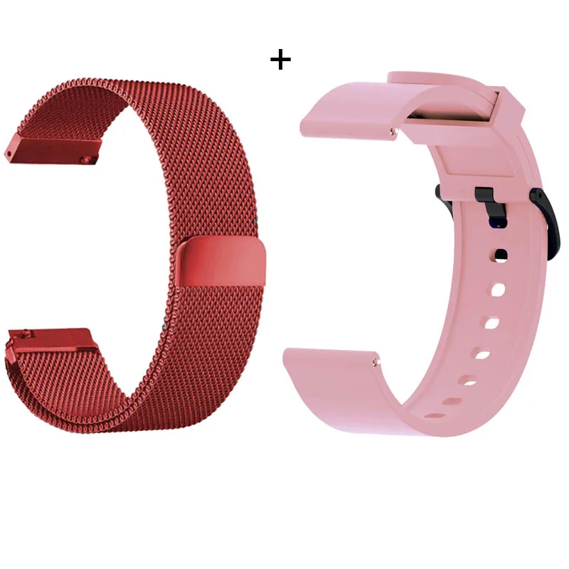 20 мм Браслет Для Xiaomi Amazfit Bip ремешок для часов Amazfit GTS ремешок Amazfit GTR 42 мм Миланский ремешок для часов из нержавеющей стали - Цвет: Dark Red-Pink