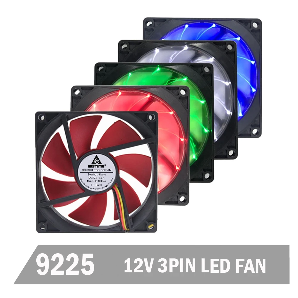 

Gdstime LED Light 92mm 12V 3Pin 9225S 92x92x25mm PC Case Cooler Cooling Fan