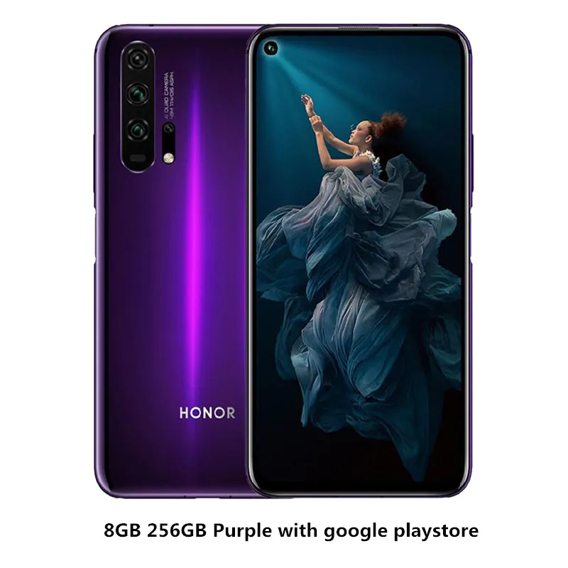 8G256G Purple With P Мобильный телефон Honor 20 Pro Kirin 980, Android 9, 6,26 дюймов, ips, 2340X1080, 8 ГБ ОЗУ, 128 Гб ПЗУ, NFC, Мп+ 32 МП, отпечаток пальца - Цвет: 8G256G Purple With P
