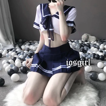 

Sexy Lingerie See Through Student Cosplay Anime School JK Uniform Kawaii Clothing Sailor Japanese School Girl Costume Maid Dress