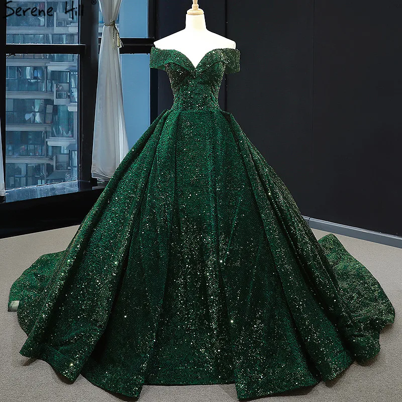 Emerald Green Ball Gown Satin Wedding Dresses 67533 – Viniodress