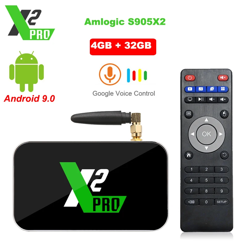 

X2 Pro TV Box Android 9.0 4GB RAM 32GB Smart TV Amlogic S905X2 X2 cube 2GB 16GB Set Top Box 2.4G/5G WiFi 1000M 4K Media Player