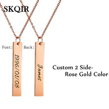 

Personalized Name Blank Bar Women Pendant Necklace Custom Love Letter Stainless Steel Plate Gold Engrave Word Men Jewelry Gift
