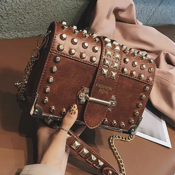 

Studded small bag female 2019 new wave Korean fashion messenger bag small square bag chain shoulder bag
