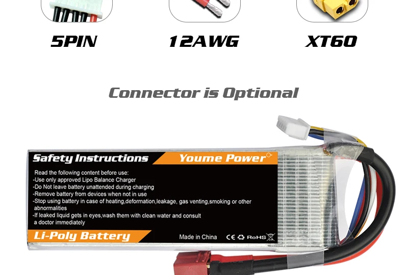 Youme 14,8 V 4S Lipo 4500mah батарея XT60 EC3 Deans T XT90 EC5 TRX 60C для вертолета самолета автомобиля гоночного грузовика лодки RC запчасти Новые