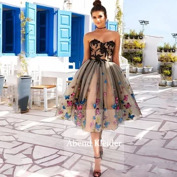

Knee Length Short Prom Dresses 2020 V Neck Party Gowns Robe De Princesse Femme