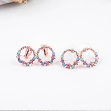 Весна новые серьги-гвоздики эмаль венок красочные Кристальные серьги для женщин Прямая поставка Модные ювелирные изделия