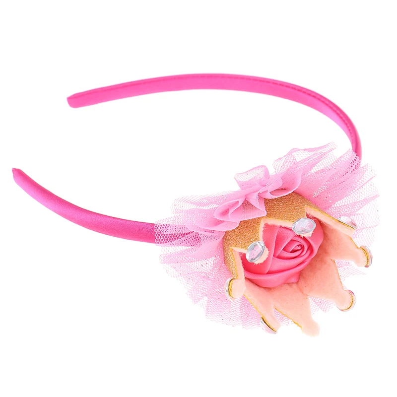 Розово-красный Children Pearl Tiara Crown Hair Band Tiaras Hoop For Hair Closure Girl Headband Headband Hair Jewelry Accessories - Цвет: Розово-красный