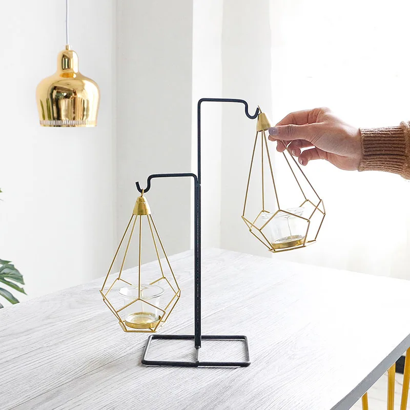 Candlestick A Современный свадебный подсвечник, металлический золотой чайный светильник, большой металлический фонарь, светильник Ferforje, свадебное украшение, LLC112 - Цвет: Candlestick A
