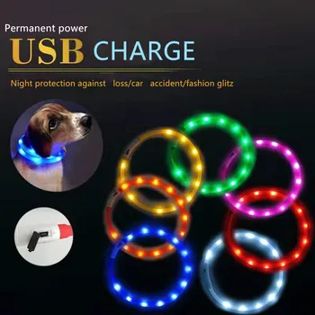 

USB Charging 3 Lighting Modes Led Dog Collar Personality Fashion Flashing Dog Collar Adjustable Size Pug Led Light Dog Collar