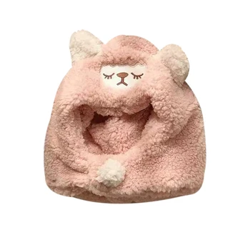 

1Pc Baby Boy Girl Autumn And Winter Warmer Cartoon Soft And Comfortable Plush Ear Design Hat Infant Collar Scarves Neckerchiefs