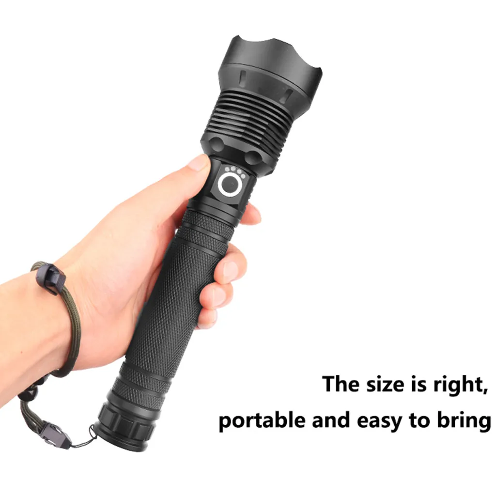 XHP70 Super Bright LED Flashlight Rechargeable USB With Charging Display outdoor Accessories