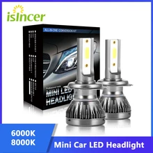 ISincer 2PCS LED 12000LM Mini Car Headlight Bulbs H1 H7 H4 H8 H9 H11 Headlamps Kit 9005 HB3 9006 HB4 Auto Lamps 6000K 8000K