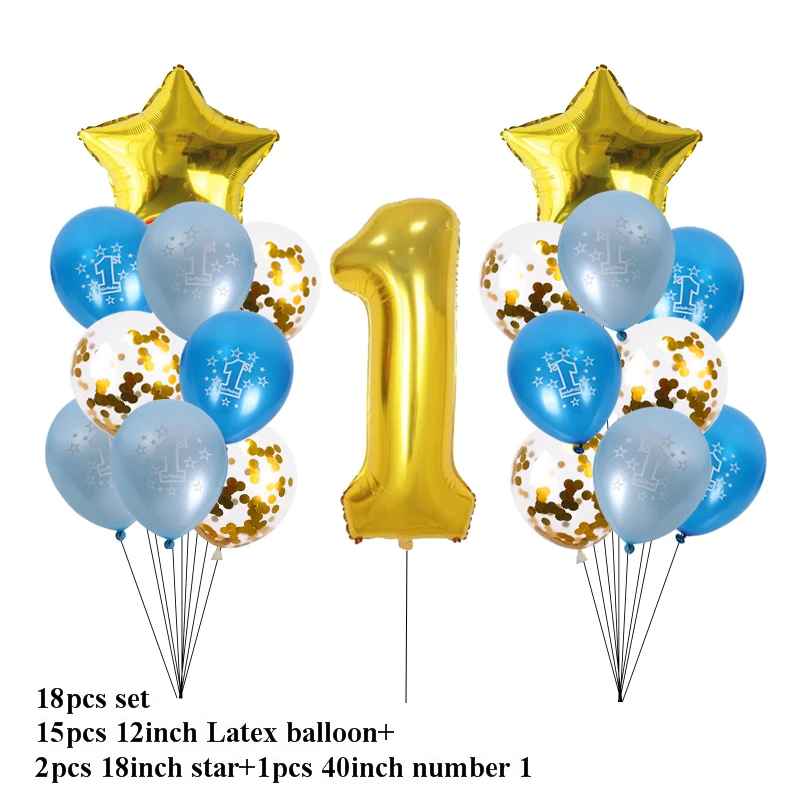 40 дюймов номер 1 фольгированные шары 1-й День рождения воздушные шары для украшения вечеринок детский душ мальчик воздушные шарики для девочек гелиевые шары 1 год поставки
