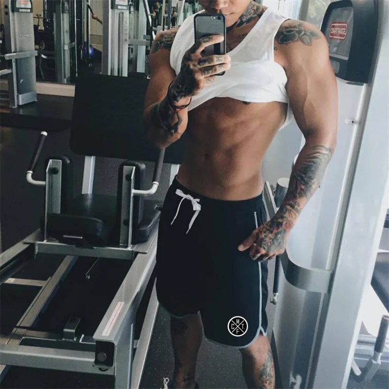Muscle Guys Gym Shorts Men Bodybuilding Clothing Fitness Mens Mesh Sporting Basketball Workout Joggers Shorts With Pocket 4