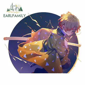 

EARLFAMILY 13cm x 10.3cm for Demon Slayer Zenitsu Vinyl Car Stickers Laptop Motorcycle Waterproof Occlusion Scratch Decal