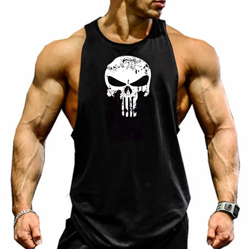 

Punisher Fitness Clothing Tank Top Men Gyms Vest Canotta Bodybuilding Stringer Singlet Muscle Sleeveless Shirt Skull Tanks