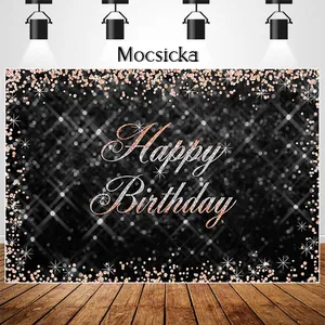 Mocsicka фон для фотосъемки с днем рождения розовые золотые и серебряные блестящие украшения баннер день рождения фон для фотостудии