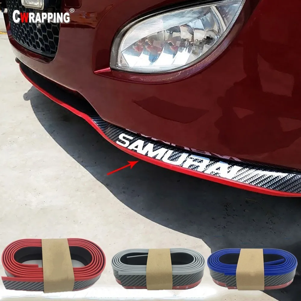 2.5m Car Protector Front Bumper Lip Black Soft Carbon Fiber Splitter