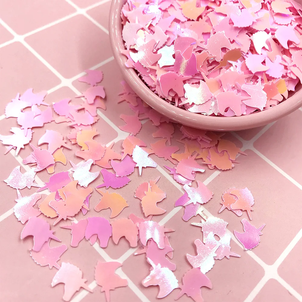 pink 20 г/лот рассыпчатые блестки с рисунком единорога для рукоделия, блестки для рукоделия, блестки для рукоделия, конфетти, аксессуары для шитья ногтей, 11 мм - Color: pink