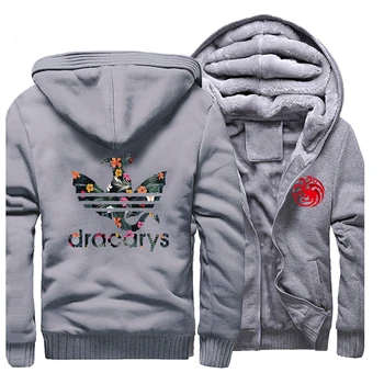 

Dracarys Dragon Mens Thick Fleece Hoodies Loose Men Jacket Winter Warm Coats Male Fashion Brand Sweatshirt Harajuku Streetwear