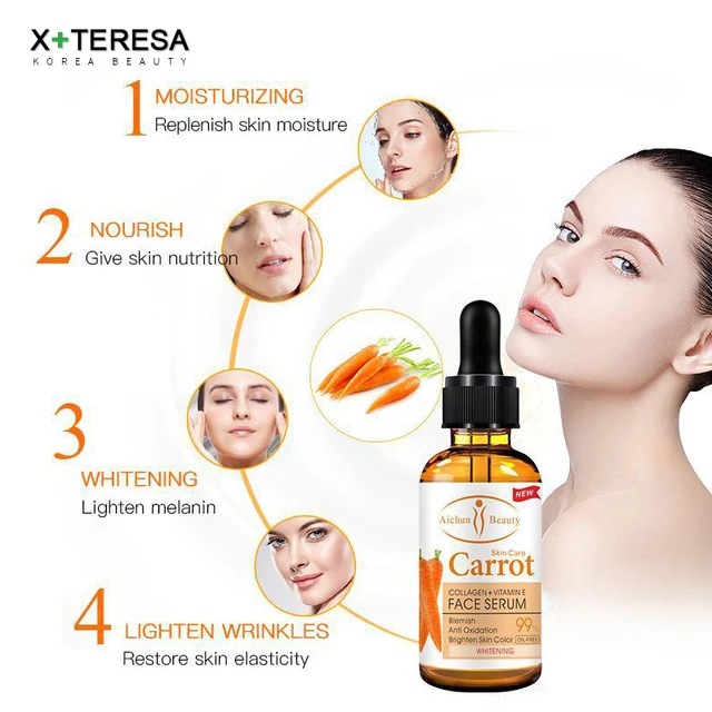 Dark Spot Corrector Whitening Serum Face Bleaching Serum Brighten Blemish Freckle Remover Natural Carrot Essence Korea