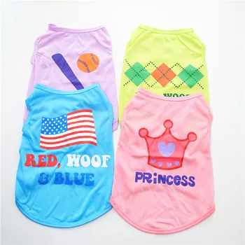

Cute Printed Summer Pets Tshirt Puppy Dog Clothes Pet Cat Vest Cotton T Shirt Pug Apparel Costumes Dog Clothes for Small Dogs