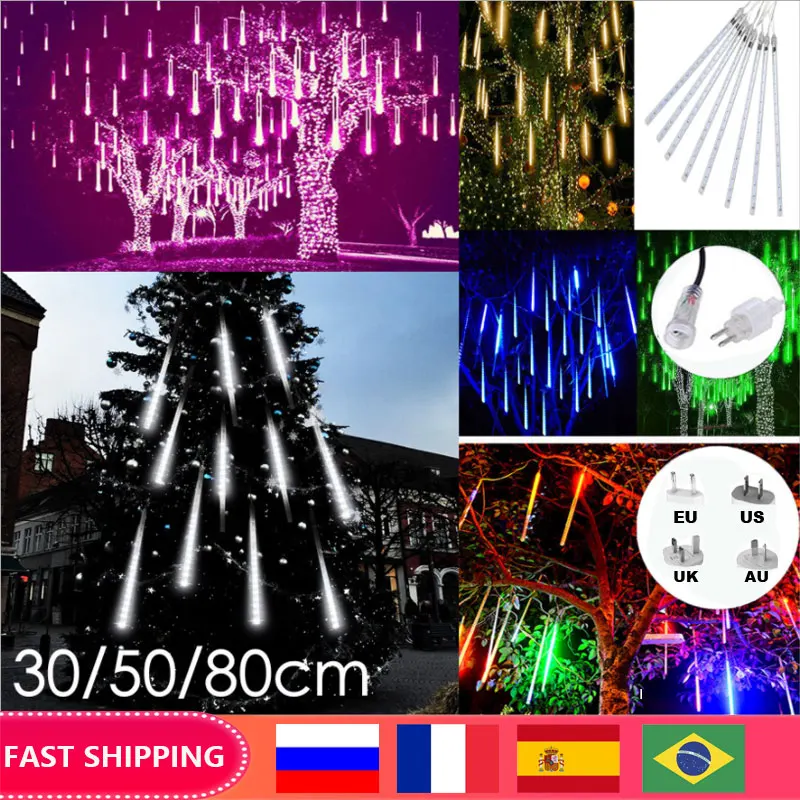 

NEW LED Meteor Shower Light Christmas Lights Garland Festoon Holiday Light Outdoor Waterproof Fairy Light For Street Decora LAMP