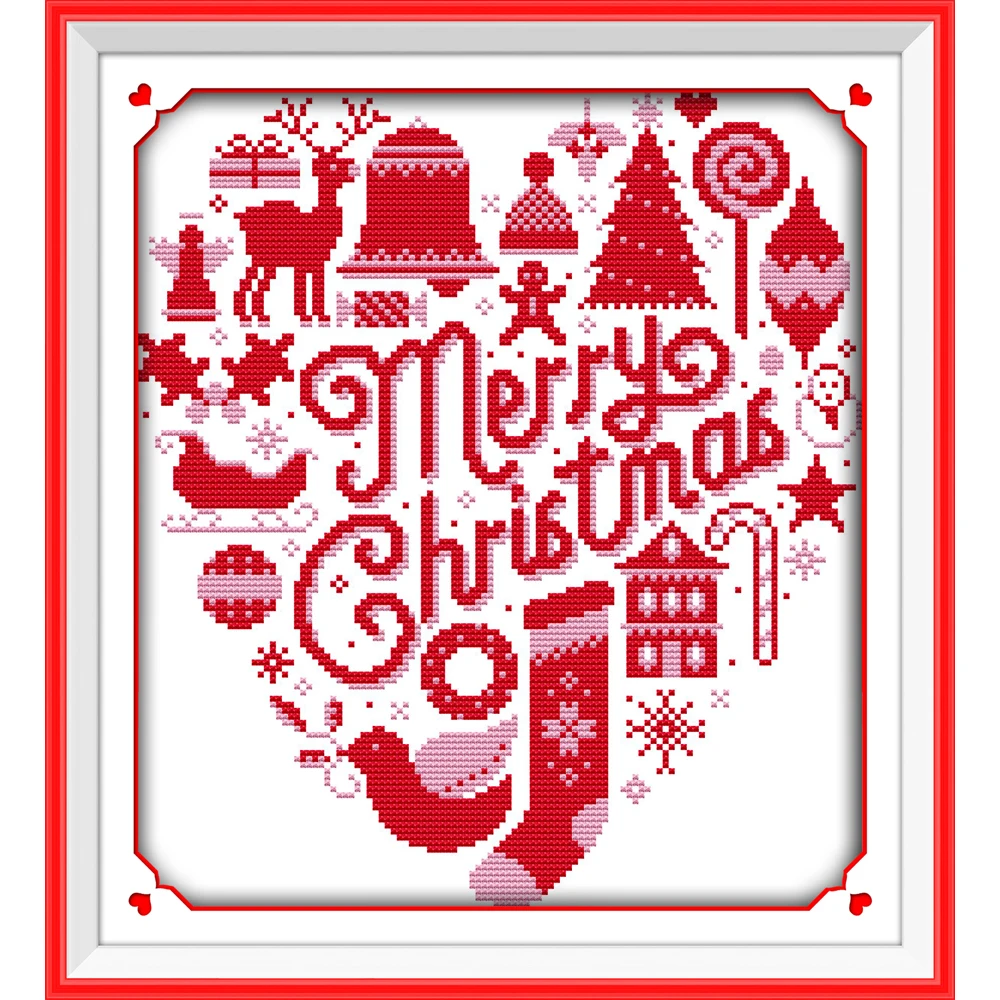 Joy Sunday Merry Christmas китайский набор крестиков экологичный хлопок с печатью 14CT 11CT DIY