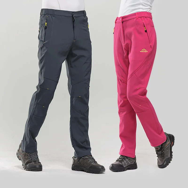 Осень и зима плюс бархатные брюки мужские уличные пары спортивные альпинистские толстые теплые дышащие мягкие брюки женские C