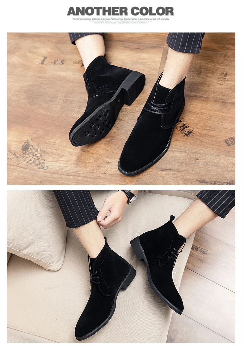 Mayba Jugend High-Top-Sneakers runde Zehen verschleiß feste britische Mode Stiefeletten Größe 38-48 – Detail 27