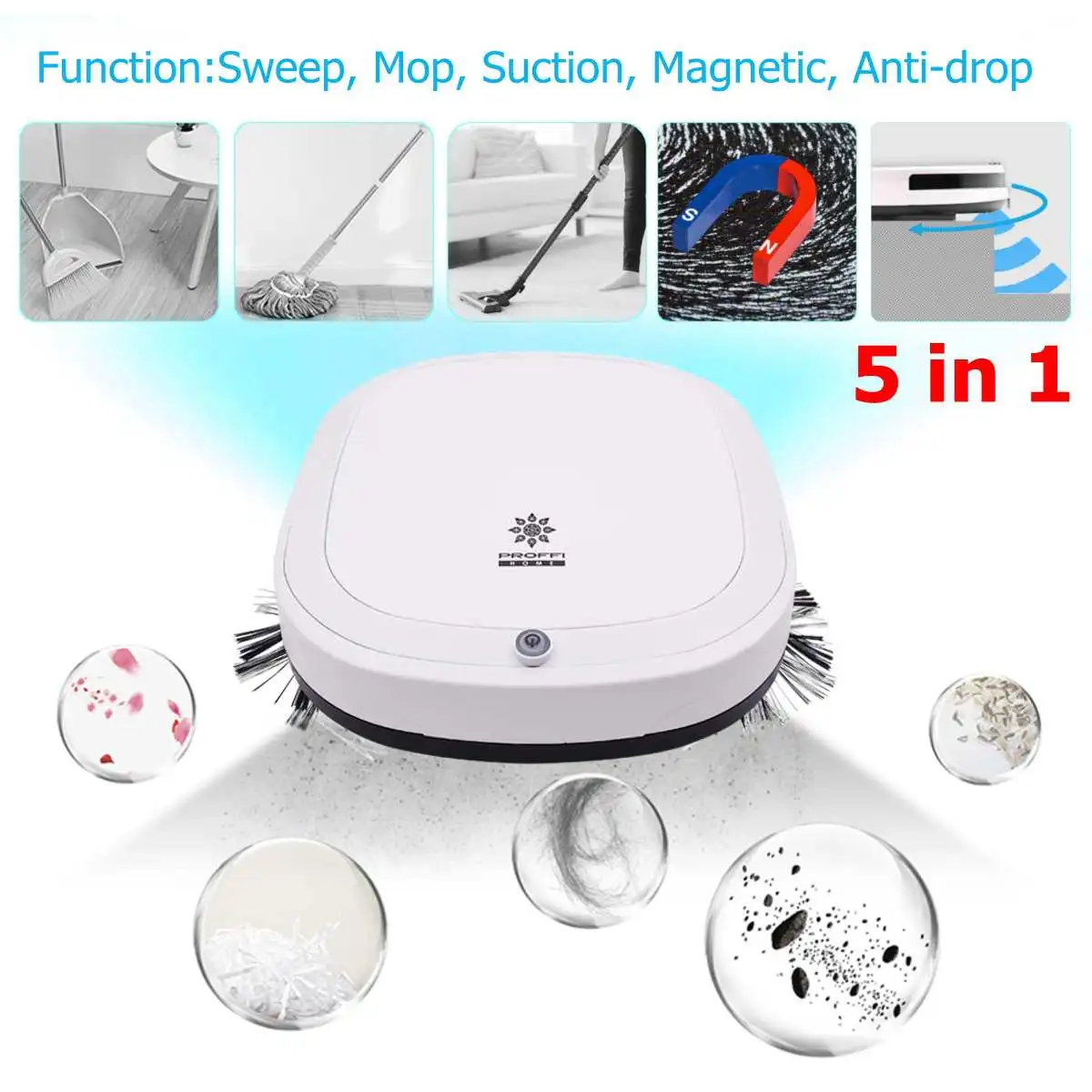 

Three-in-one rechargeable mini robot vacuum cleaner dry and wet sweep without built-in automatic dust collector for househ