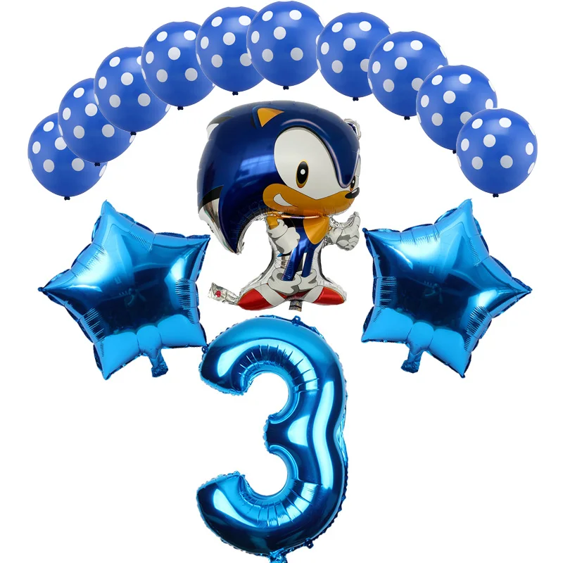 Воздушный шар Sega Sonic the Hedgehog Super Hero фольгированный с цифрами 32 дюйма 14 шт./лот