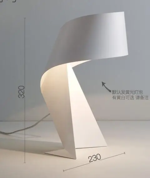 Настольная лампа современный минималистичный креативный черно-белый кованая металлическая настольная лампа спальня кабинет прикроватный рабочий оригами настольная лампа Светодиодная - Цвет абажура: Белый