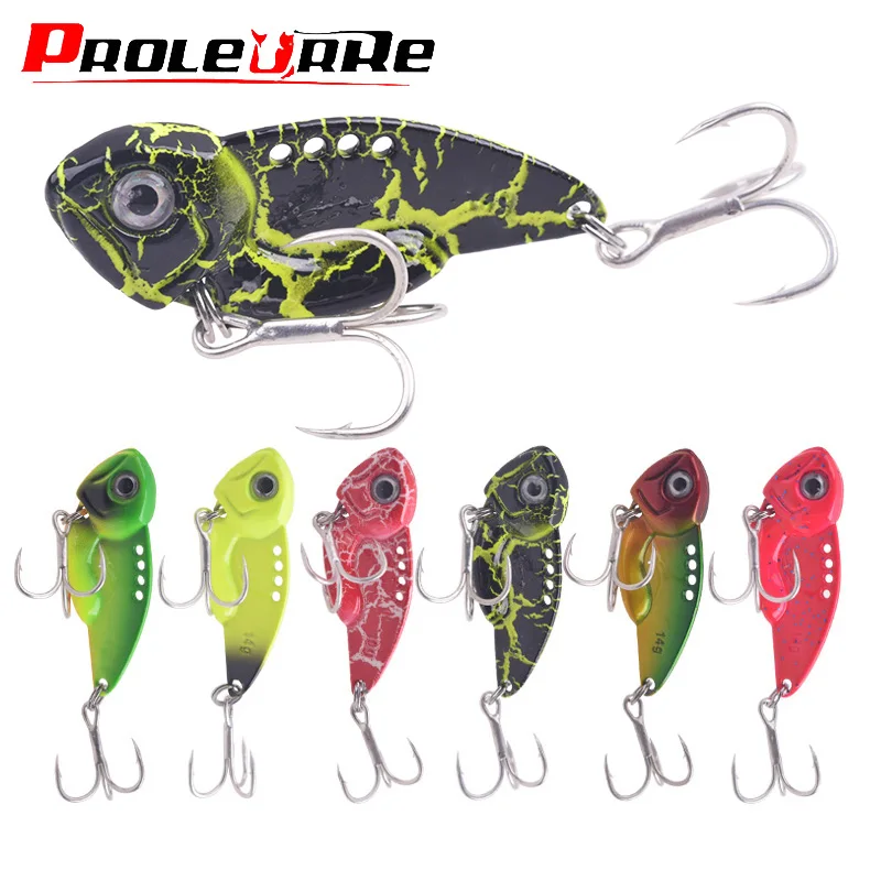 1Pcs 7g 10g 14g Metal VIB Blade Fishing Lure Sinking Spinner Spoon Balancer Wobbler Artificial Bait With Treble Hook Bass Tackle