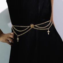 Готический Цыганский крест, подвеска на талию живота, цепочка для платья, аксессуары, Индия, алюминиевая цепь, пояс Иисуса, украшения для тела, Женский Христианский подарок