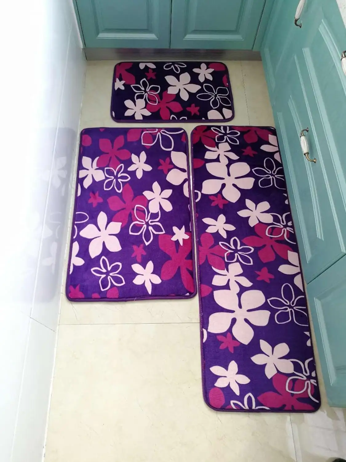 Домашний напольный коврик, набор кухонных ковров, коврик для входной двери, водопоглощающий кухонный коврик, коврик для гостиной, прихожей, дивана, ковер 40*60/50*80/40*120 см - Цвет: purple flower