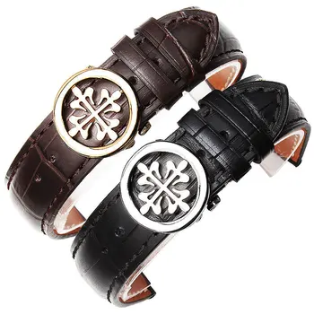 

Leather bracelet is suitable for patek philippe wristwatch strap cow leather watch chain, rose gold folding button19 20 21 22mm
