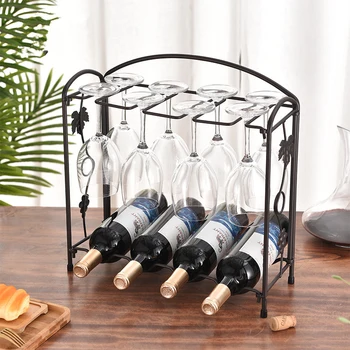 

2020 New Style Multifunctional Wine Rack Iron Wine Glass Rack Kitchen Dining Table Storage Holder Stemware Glass Goblet Bar Tool