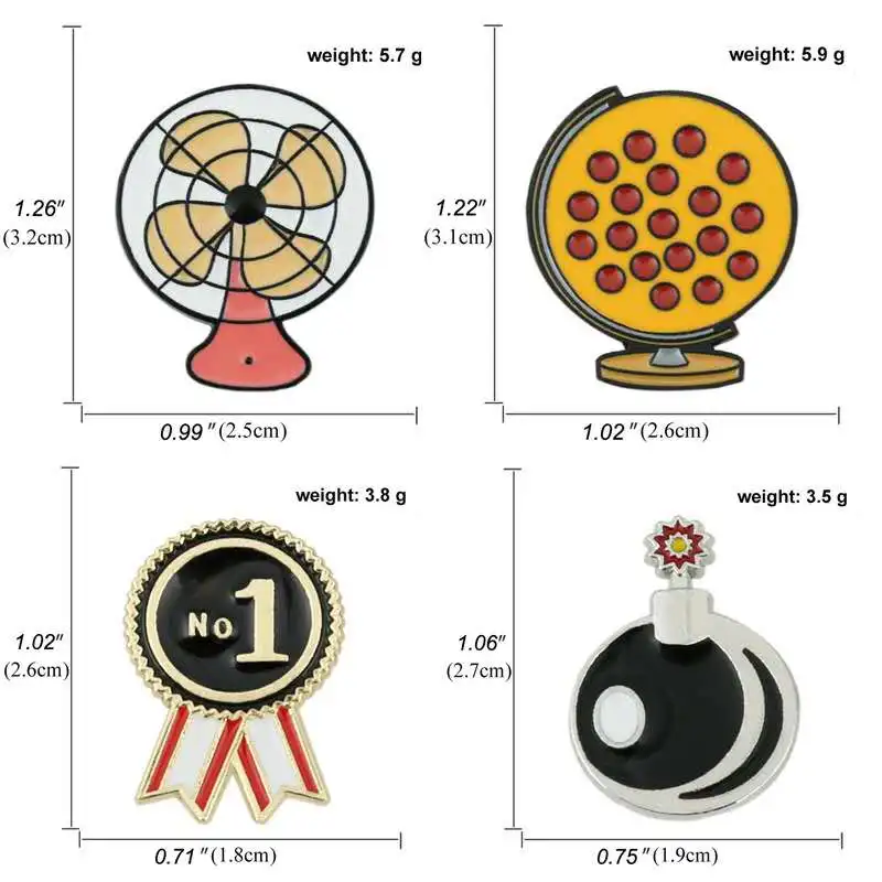 Hot selling electric fan No. 1 brooch creative wild student metal globe mine bomb brooch badge jewelry gift Hot selling electric fan No. 1 brooch creative wild student metal globe mine bomb brooch badge jewelry gift