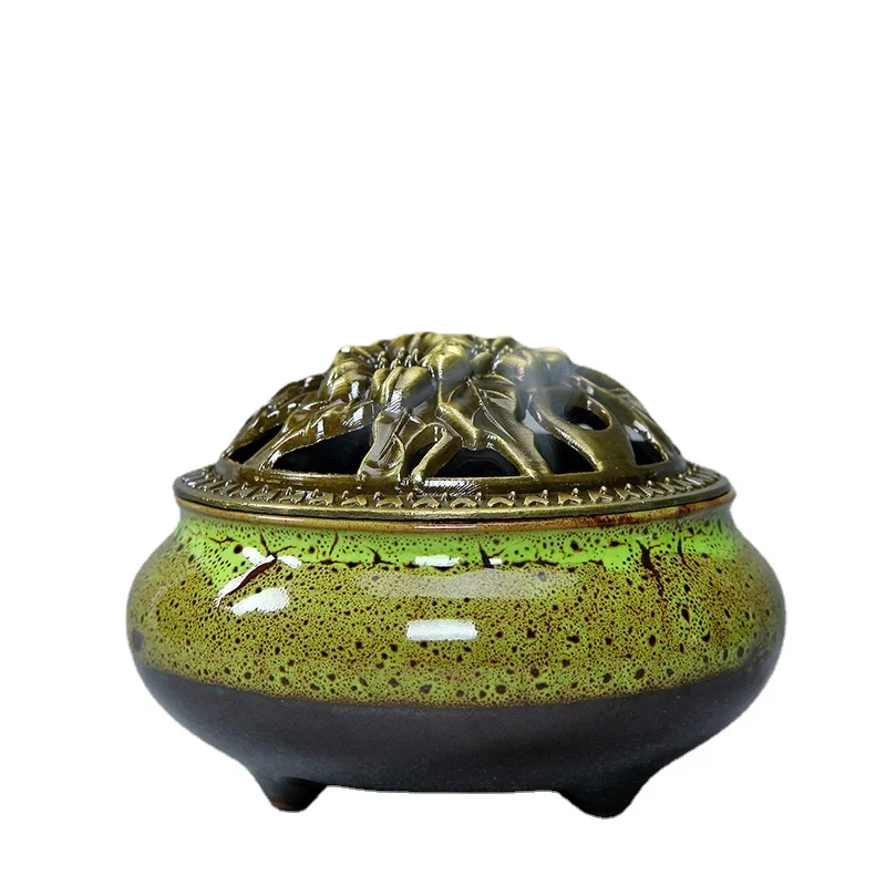 Incense burner ceramic antique copper alloy cover plate incense burners