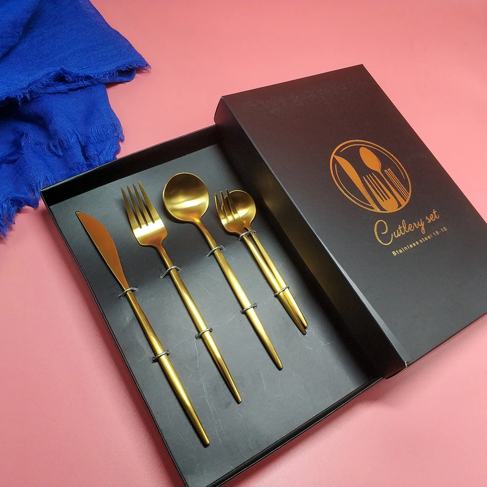 Hot Sale Small Size fourchettes couteaux cuilleres silverware stainless steel White Gold cutlery fork spoon knife dining set