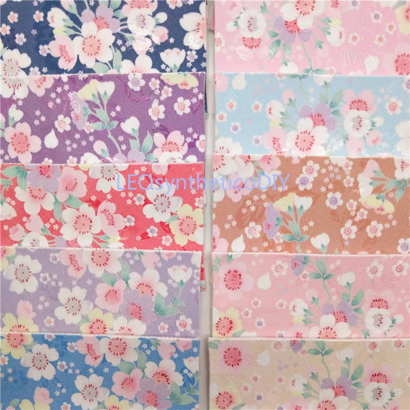 

91x134cm Flowers Printed Faux Leather Fabric, Synthetic Leather Fabric, PU Leather Fabric for Bows DIY accessories P572