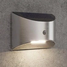 Светодиодный светильник на солнечной батарее, настенный светильник для сада, патио, дорожка, забор, лестницы из нержавеющей стали с датчиком движения, 2 шт., Прямая поставка